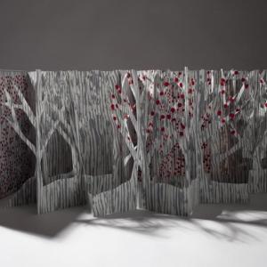 Rebecca Goodale’s book “Ilex Laevigata,” portraying smooth winterberry, a species of special concern in Maine. Courtesy of Sheepscot Valley Conservation Association Rebecca Goodale’s “Ilex Laevigata”