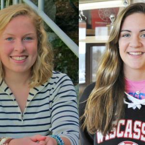 Maeve Carlson, left, and Kayla Gordon, right, received enough votes to move forward in the Hood Sportsmanship Scholarship. The winners will be announced May 18. File photo