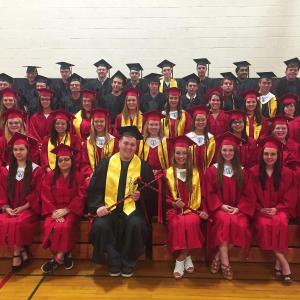 Members of Wiscasset High School’s Class of 2015 gather for photos on the bleachers in Stover Auditorium on June 9, during a rehearsal for graduation on Thursday, June 11. See more photos and graduation coverage at www.wiscassetnewspaper.com. SUSAN JOHNS/Wiscasset Newspaper