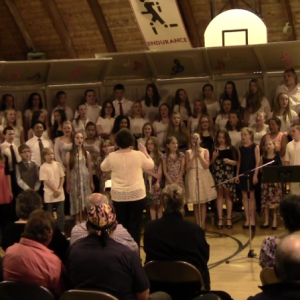 The combined choruses sing “Always Sing” at the spring concert. Courtesy of Carole Drury