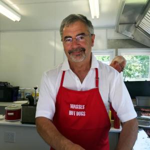 Keith Wass in his new hot dog stand in Damariscotta. He has been selling his famous hot dogs since 1972. SUZI THAYER/Boothbay Register