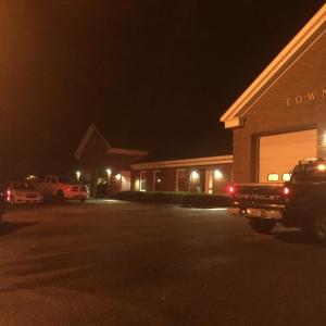 Members of Wiscasset emergency crews depart the Wiscasset fire station after returning from the scene of a mattress fire at 63 Bradford Road the night of Sept. 14. One person went to a hospital, police said. SUSAN JOHNS/Wiscasset Newspaper