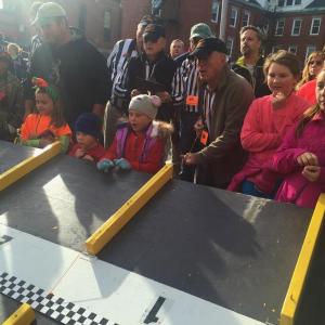 Some of the youngest entrants in the 2015 Pumpkin Derby at Damariscotta Pumpkinfest and Regatta on Oct. 11 react to their carts’ performance. SUSAN JOHNS/Wiscasset Newspaper