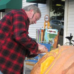 Thomas Block carving a pumpkin during the Damariscotta Pumpkinfest and Regatta in 2011. Courtesy photo