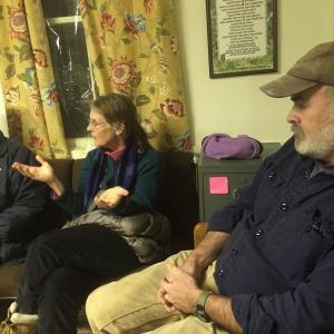 Alna Head Tide Dam Committee members, from left, Chris Murphy, Cathy Johnson and Greg Shute meet with selectmen Dec. 30. SUSAN JOHNS/Wiscasset Newspaper