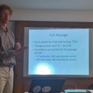 Inter-Fluve consultant Nick Nelson meets with the Head Tide Dam Committee on Dec. 9 at the Alna Fire Station. SUSAN JOHNS/Wiscasset Newspaper