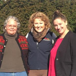 Juliette Cohen, center, with two of the CNAs who work at Above and Beyond Scheduling, Martha Clayter, left, and Rebecca McDuff, right. KATRINA CLARK/Boothbay Register