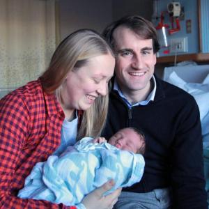 Proud parents Katya and Quinn Martin, of Bristol, hold their son Lev, the first baby of the new year at LincolnHealth. Lev arrived Jan. 4. He joins his sister Anastasia, who was born at LincolnHealth 15 months earlier. Courtesy of Alan Crowell