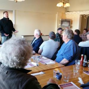 Matt Jacobson, executive director of the Maine Lobster Marketing Collaborative, speaks at the Jan. 6 meeting of the Maine Lobstermen’s Association. Courtesy photo