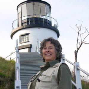 Lighthouse lore presenter Sally Lobkowicz is well known locally as “The Lady in the Red Cloak.” She leads Haunted History Tours in nine Maine coastal villages as well as Haunted Lighthouse Tours. Her talk is scheduled for Tuesday, Jan. 26 at the Boothbay Railway Village. Courtesy photo