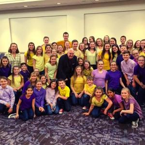 The Y-Arts Team with Marty Johnson of iTheatrics, and their friends from the Jeter Backyard Theatre. The group met with Marty to warm up before heading to the main stage for their performance of “All For the Best,” from “Godspell, Jr.” Courtesy of Emily Mirabile