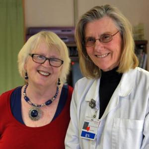 Since Joyce Burr was first diagnosed with diabetes more than ten years ago, working with LincolnHealth Diabetes Services Certified Diabetes Educators, like Marilyn Finch, RN (on right), has been an important part of Burr’s effort to take control of the disease. Today, Burr’s blood sugar is well within the normal range, thanks to a proactive approach to her health. Courtesy of Scott Shott