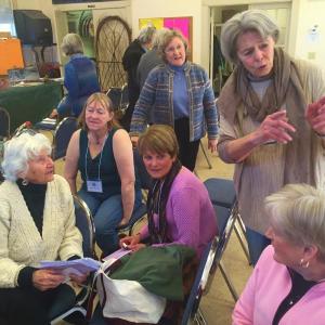 Participants talk inside First Congregational Church in Wiscasset prior to the start of a March meeting of the Wiscasset Garden Club. SUSAN JOHNS/Wiscasset Newspaper