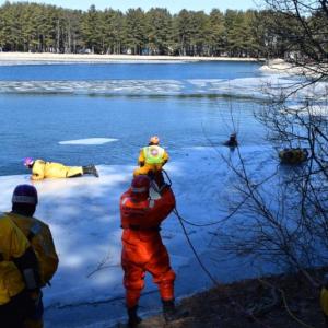 Westport firefighters were among those receiving training in the Ice Rescue Technician course in Scarborough March 5. Courtesy of Robert Mooney