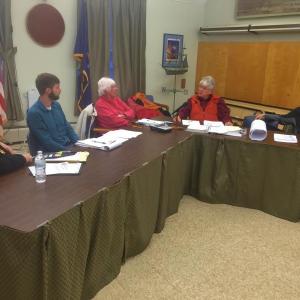 From left, Wiscasset Ordinance Review Committee member Gordon Kontrath, Town Planner Ben Averill, member Jackie Lowell, Chairman Karl Olson and member Larry Lomison meet March 28 in the municipal building. SUSAN JOHNS/Wiscasset Newspaper