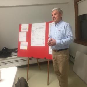 Sheepscot Valley Regional School Unit 12 Finance Committee Chairman Jerry Nault addresses Alna officials and other Alna residents March 9 at the Alna Fire Station. SUSAN JOHNS/Wiscasset Newspaper