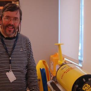 Senior Research Scientist William “Barney” Balch beside one of two unmarred “gliders” at the Bigelow Laboratory for Ocean Sciences in East Boothbay. ART MAYERS/Boothbay Register