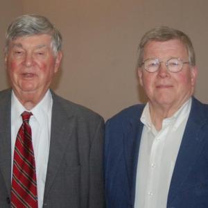 Speakers Mel Zarr, left, and Jim Matlack. ART MAYERS/Boothbay Register