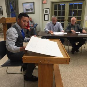 Christopher Juntera meets with the Wiscasset Planning Board on April 11. SUSAN JOHNS/Wiscasset Newspaper