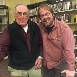 Wiscasset School Committee Vice Chairman Eugene Stover, left, and departing chairman Steve Smith have a light moment obliging a photo request April 28. SUSAN JOHNS/Wiscasset Newspaper