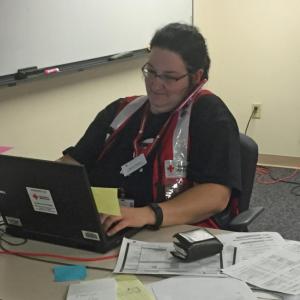 Dawn Blake helps Texas flood victims. Courtesy Justin Burkhardt of the Red Cross