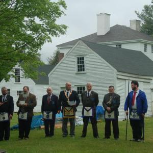 Dresden Masons stand at attention as the flag is raised in Dresden. ART MAYERS/Wiscasset Newspaper