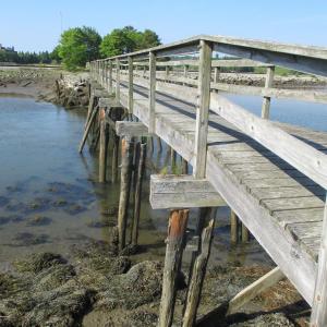 The longer of the two footbridges leading from Fore Street to White’s Island. PHIL DI VECE/Wiscasset Newspaper
