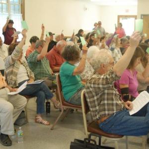 Dresden residents vote at the annual town meeting. ART MAYERS/Wiscasset Newspaper