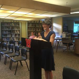 Wiscasset Special Education Director Jess Yates speaks at the June 15 School Committee meeting in the Wiscasset Middle High School library. SUSAN JOHNS/Wiscasset Newspaper