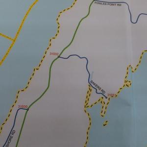Section of Maine DOT map showing Baker Road marked in blue, indicating that it is a town-owned road. JANE CARPENTER/ Wiscasset Newspaper.