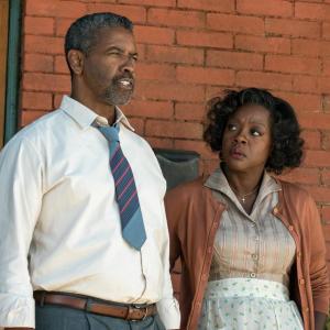 Screen Actors Guild award winners Denzel Washington and Viola Davis in a scene from “Fences” playing this week at the Lincoln Theater.