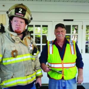 Deputy Chief Casey Stevens, left, and Chief Clayton Huntley of Newcastle Fire Department at a fire drill at the Lincoln Home. File photo