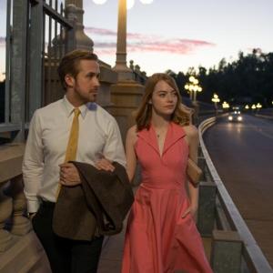 Ryan Gosling and Emma Stone in a scene from “La La Land” held over at The Harbor Theatre.