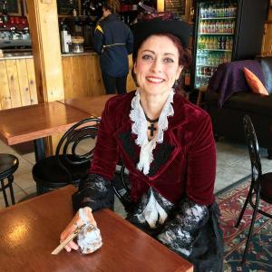 April Morrison talks about her business, SugarSpell Sweets, at the Red Cup Coffeehouse on April 18. SUZI THAYER/Boothbay Register