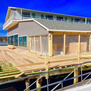 Renovations at Oceanside, the former Rocktide, include an expanded deck area with new pilings underneath. SUZI THAYER/Boothbay Register