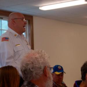 Wiscasset EMS Director Toby Martin explains the service contract. ART MAYERS/Wiscasset Newspaper