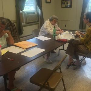 From left, Sue Varney, Susan Blagden and Joan Barnes take part in the June 22 tally. SUSAN JOHNS/Wiscasset Newspaper