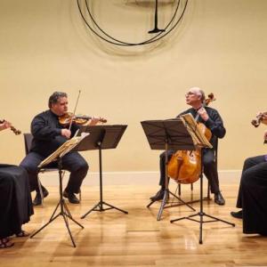 The DaPonte String Quartet (L-R): Lydia Forbes, Ferdinand Liva, Myles Jordan, Kirsten Monke. Peter Felsenthal photo The DaPonte String Quartet