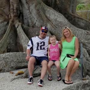 Sharon Jacques’ mother Annette Langley Blondin took this photo of Corey and Sharon Jacques and their daughter Haley in February, visiting the Mysore fig tree, in Estero, Florida. Courtesy of Annette Langley Blondin