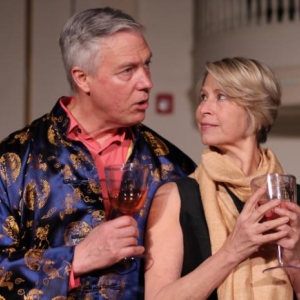 Two of Naked Shakespeare’s thespians in a scene from one of the Shakespeare plays. Courtesy of Acorn Productions