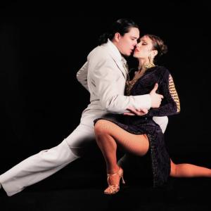 Top tango dancers Miriam Larici and Leonardo Barrionuevo mid-dance. Courtesy of The Stowe Tango Music Festival Miriam Larici and Leonardo Barrionuevo