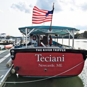 The Teciani, or River Tripper, at the dock at Schooner Landing in Damariscotta. SUZI THAYER/Boothbay Register