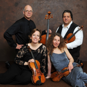 The DaPonte String Quartet - front, left, Kirsten Monke and Lydia Forbes; back left, Myles Jordan and Ferdinand “Dino” Liva. Courtesy of Amy MacDonald The DaPonte String Quartet
