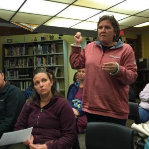 Wiscasset mother and teacher Kim Andersson addresses the School Committee Oct. 16. SUSAN JOHNS/Wiscasset Newspaper