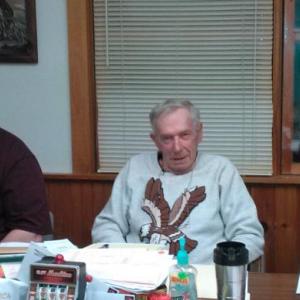 Westport Selectman Ross Norton, left, celebrates his birthday with fellow selectmen George Richardson, center, and Jerry Bodmer at their meeting Monday, October 2. JANE CARPENTER/Wiscasset Newspaper