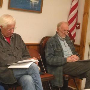 William Cooney, left, and Richard DeVries attend the Nov. 20 Westport Island selectmen’s meeting. JANE CARPENTER/Wiscasset Newspaper.