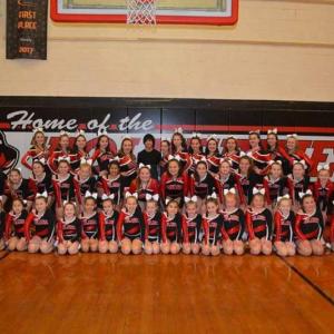 Wiscasset cheerleaders at the family and friends event. Courtesy of Tracey Campbell