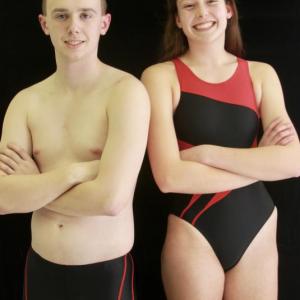 Wiscasset Middle High School swimmers Nathan Gilliam and Maria West. Courtesy of Earl Brewer
