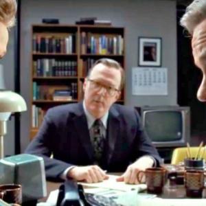 Meryl Streep and Tom Hanks with Tracy Letts in a scene from “The Post” playing at the Harbor and Lincoln theaters this week. Courtesy photo