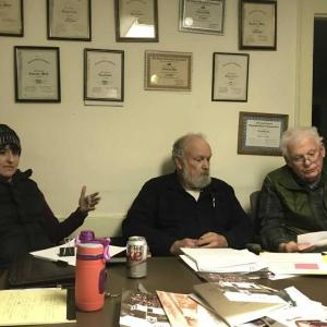 Alna Second Selectman Melissa Spinney responds to a resident’s comment Jan. 31. Also pictured are First Selectman David Abbott, center, and Third Selectman Doug Baston. SUSAN JOHNS/Wiscasset Newspaper